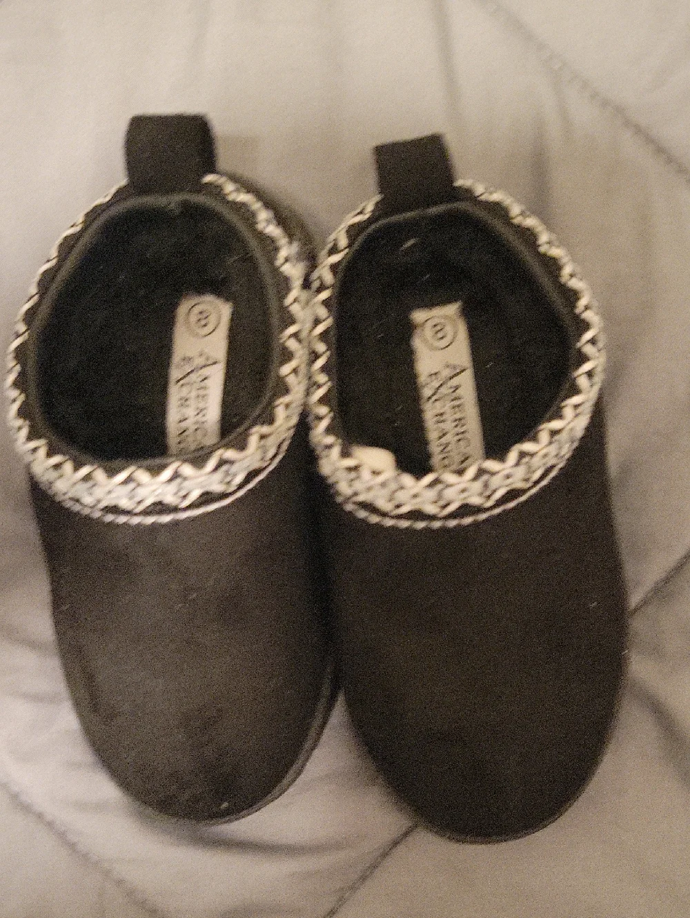 American Exchange - Kids Black Slip-On Shoes with Braided Trim